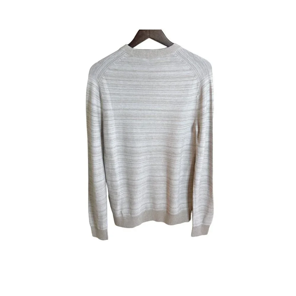 Michael Kors Men's Crew Neck Sweater Oatmeal Made in USA Cotton